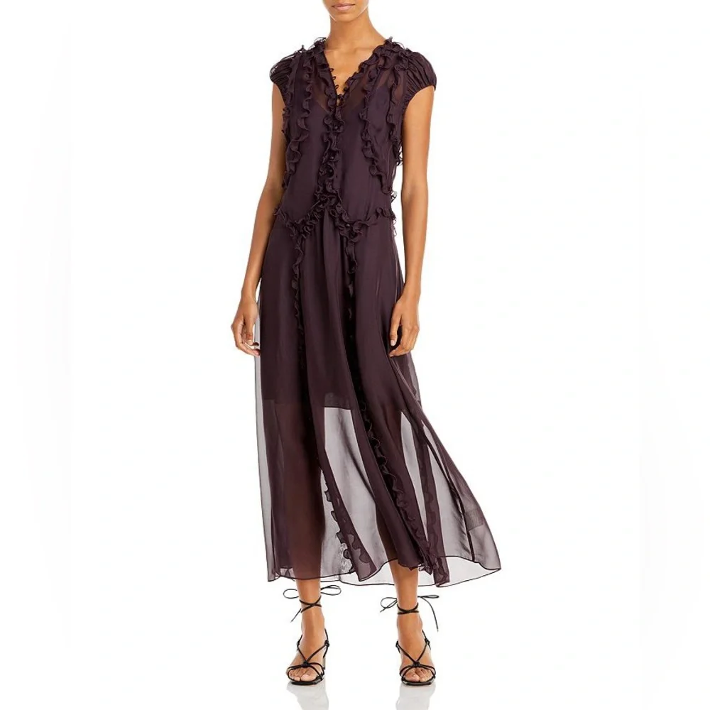 Rebecca Taylor Silk Ruffled Maxi Dress - Picture 6 of 13